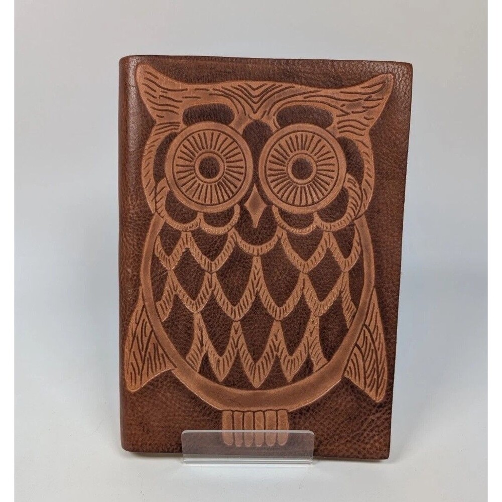 Barnes & Noble Italian Leather Owl Journal Notebook Made in Italy Embossed Cover